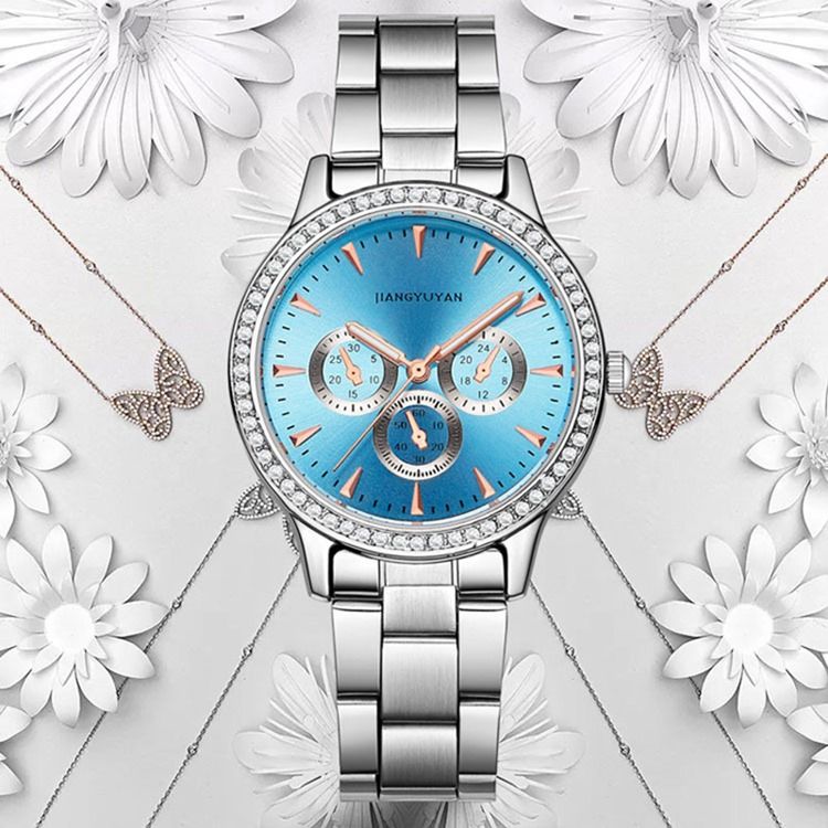 Relógio Feminino Com Pulseira De Aço De Quartzo À Prova D'água