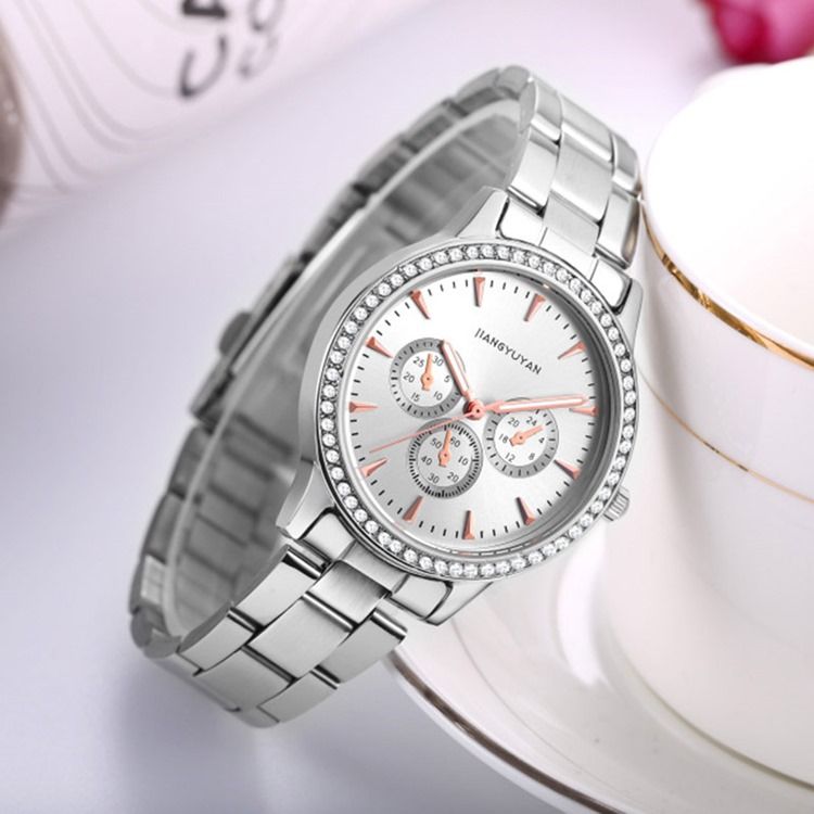 Relógio Feminino Com Pulseira De Aço De Quartzo À Prova D'água