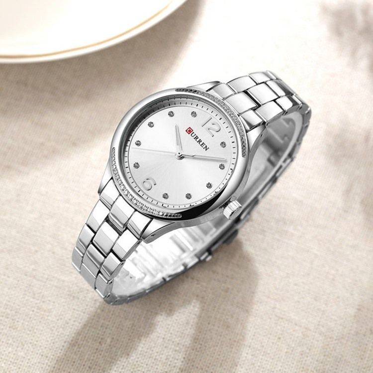 Relógio Feminino Redondo De Elegância Com Pulseira De Aço