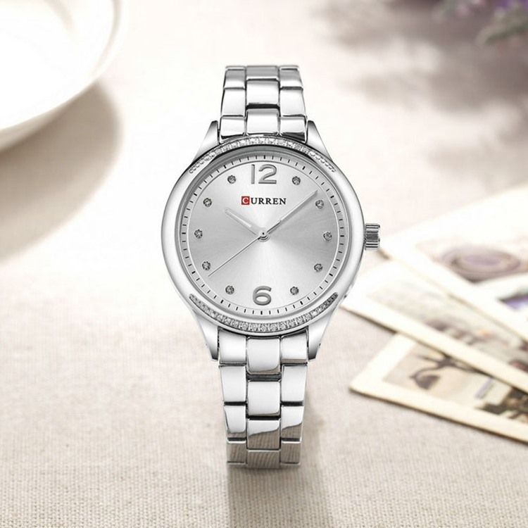 Relógio Feminino Redondo De Elegância Com Pulseira De Aço