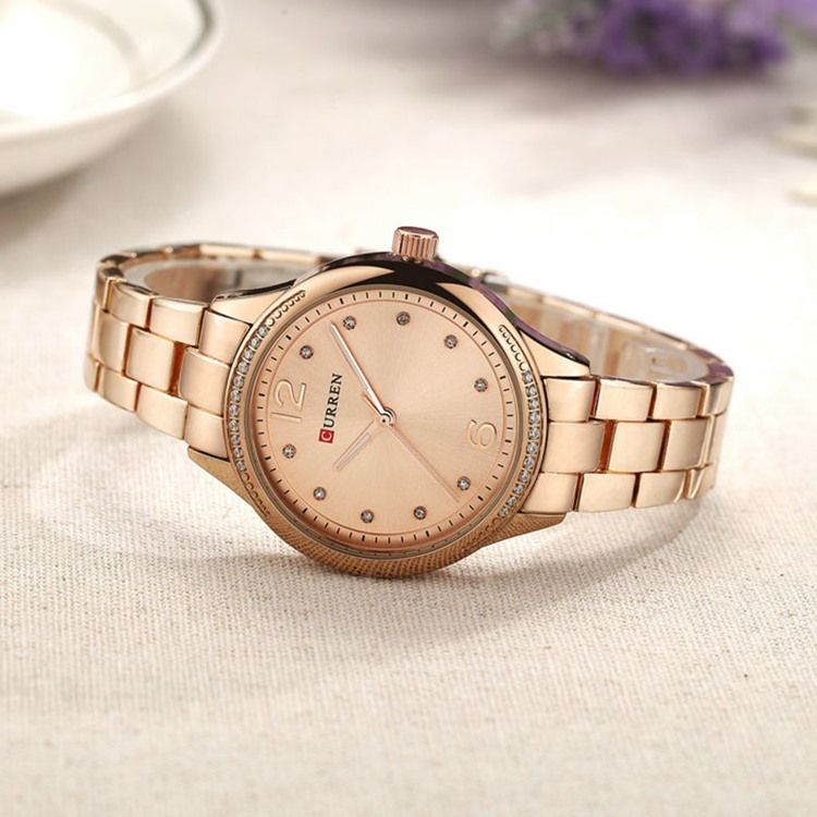 Relógio Feminino Redondo De Elegância Com Pulseira De Aço