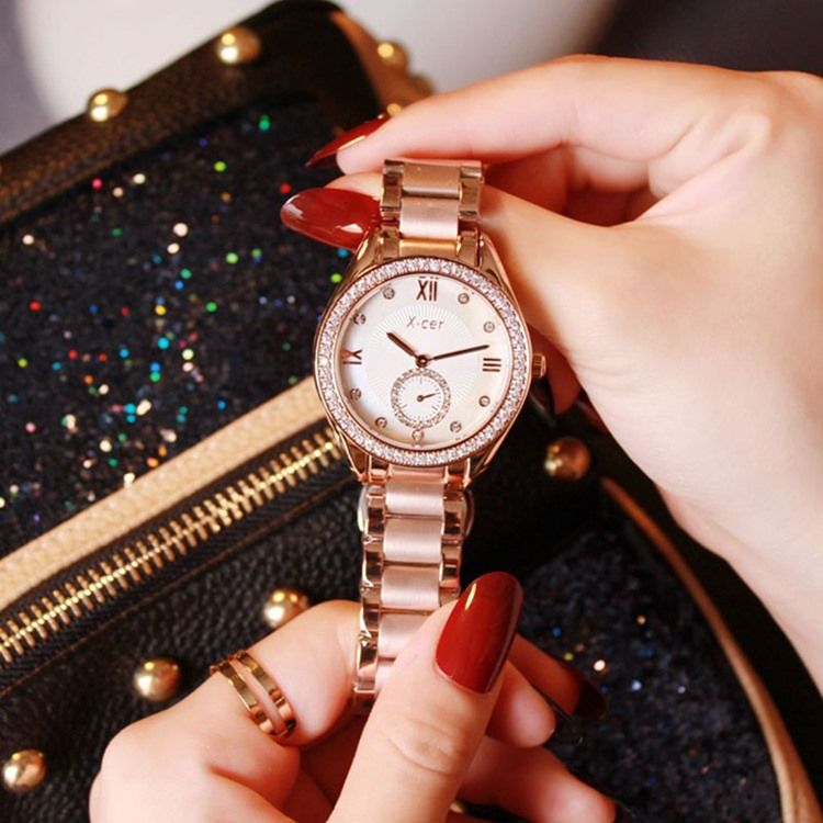 Relógio Feminino Redondo Golden Hardlex