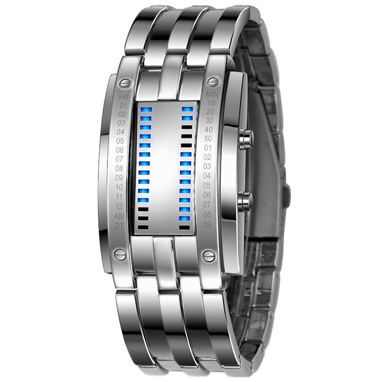 Relógio Masculino De Led Binário Wolfram Steel