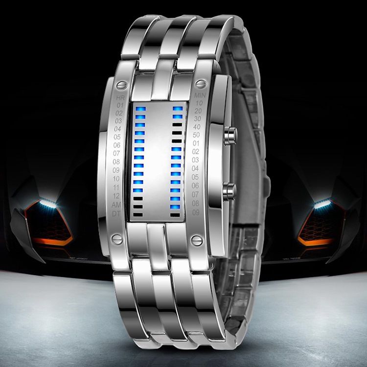 Relógio Masculino De Led Binário Wolfram Steel