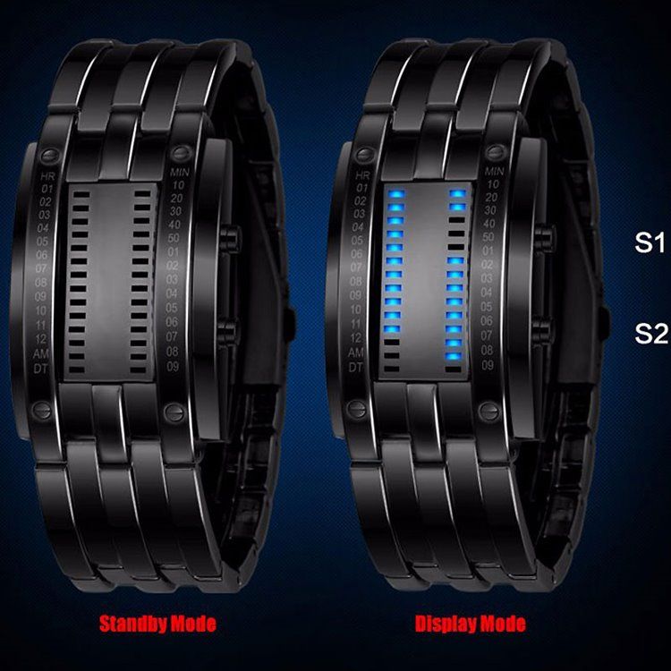 Relógio Masculino De Led Binário Wolfram Steel