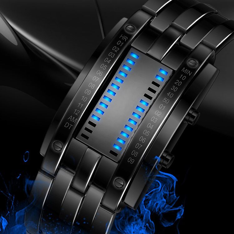 Relógio Masculino De Led Binário Wolfram Steel
