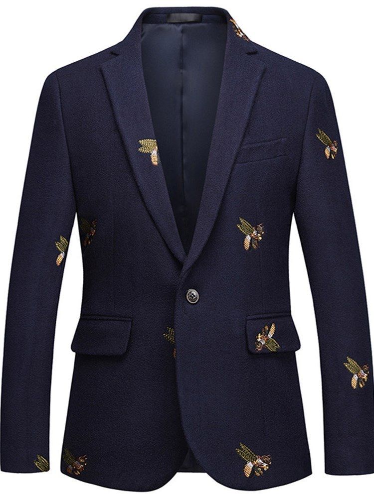 Animal Bordado Lapela Com Um Botão Blazer Casual Masculino Bola