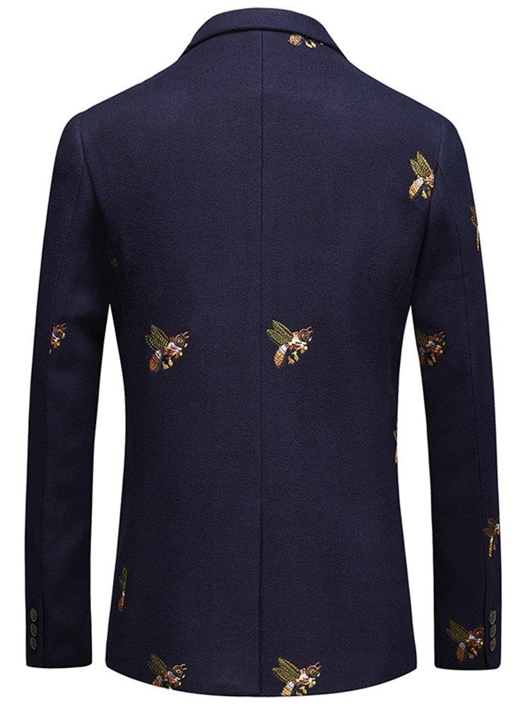 Animal Bordado Lapela Com Um Botão Blazer Casual Masculino Bola