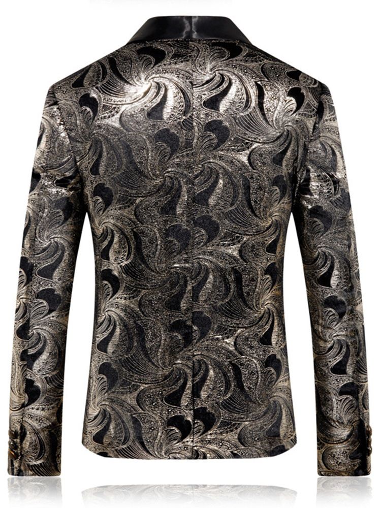 Blazer De Bola De Casamento Masculino Reto Com Lapela Entalhada Impressa