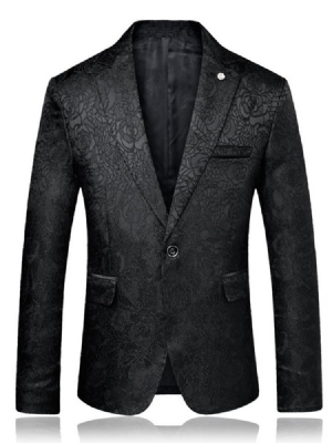 Blazer De Bola Casual Masculino Fino Com Estampa Floral De Um Botão