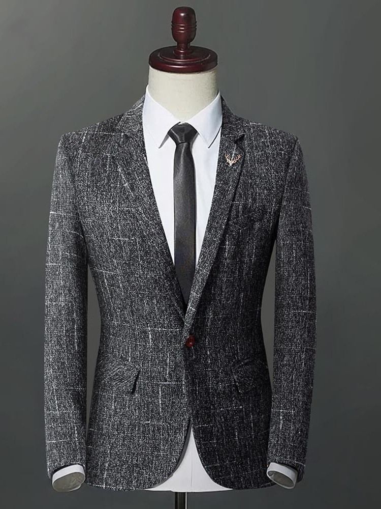 Blazer Businese Casual De Gola Plana Justa Fina Xadrez