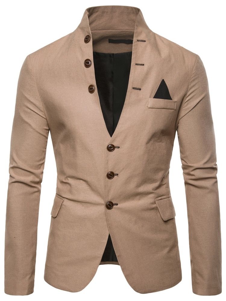 Blazer Casual De Bolso Simples Com Colarinho De Peito Único