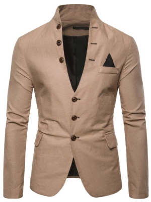 Blazer Casual De Bolso Simples Com Colarinho De Peito Único