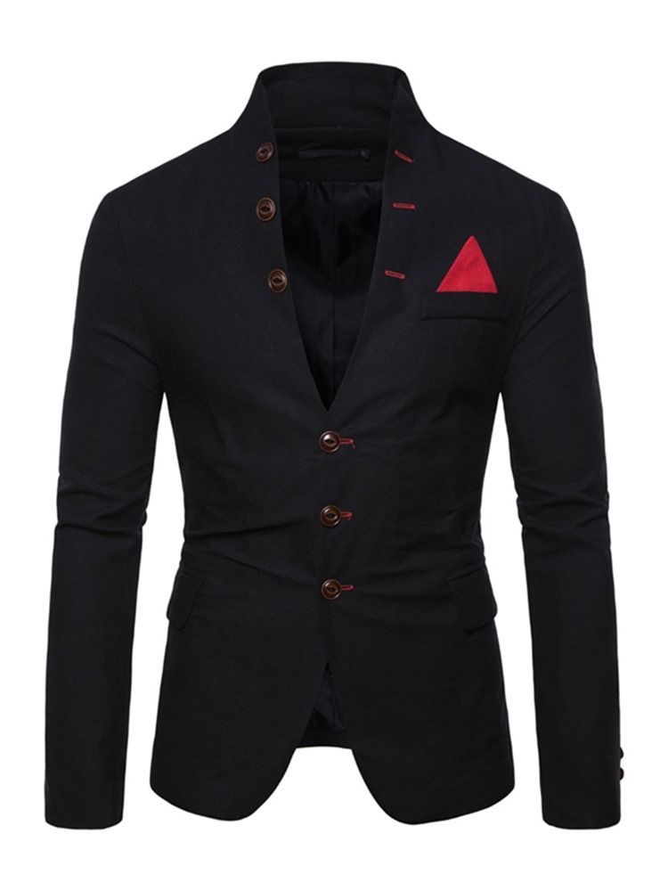 Blazer Casual De Bolso Simples Com Colarinho De Peito Único