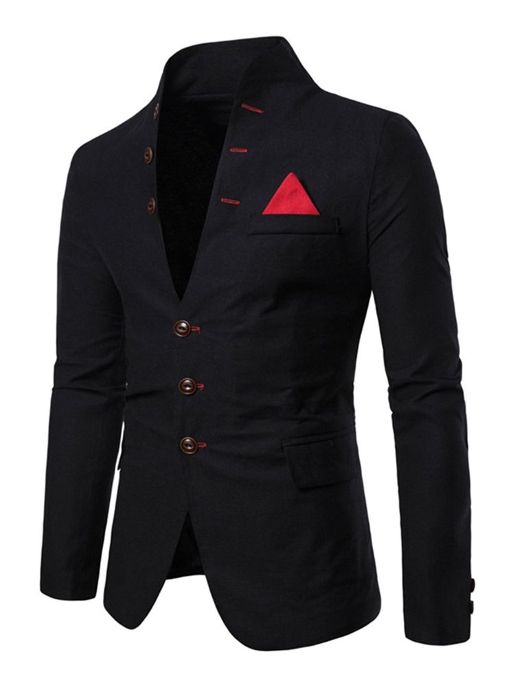 Blazer Casual De Bolso Simples Com Colarinho De Peito Único