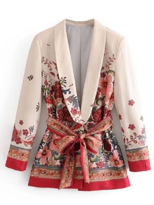 Blazer Casual Feminino De Comprimento Médio Com Amarração