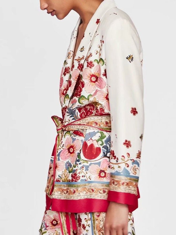 Blazer Casual Feminino De Comprimento Médio Com Amarração