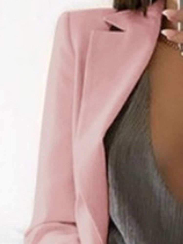 Blazer Casual Feminino De Lapela Com Entalhe Liso Longo Outono Comprimento Médio