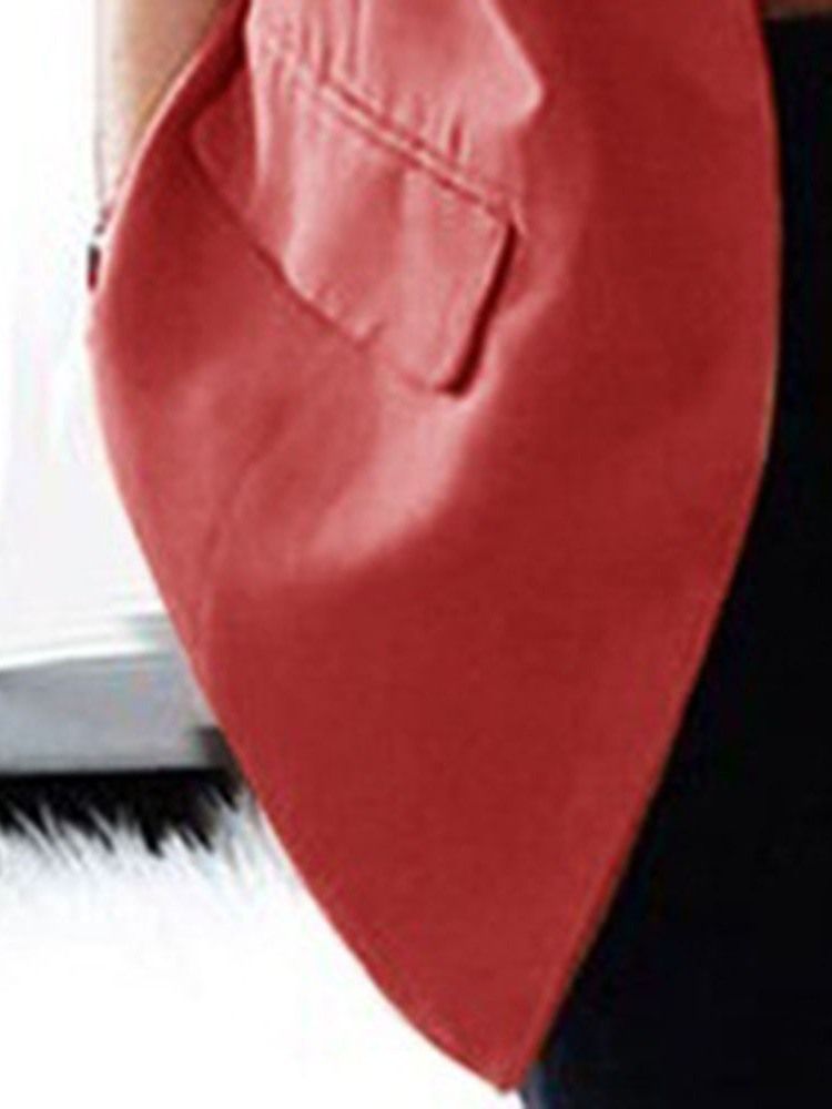 Blazer Casual Feminino Liso Com Entalhe Lapela Manga Comprida De Comprimento Médio