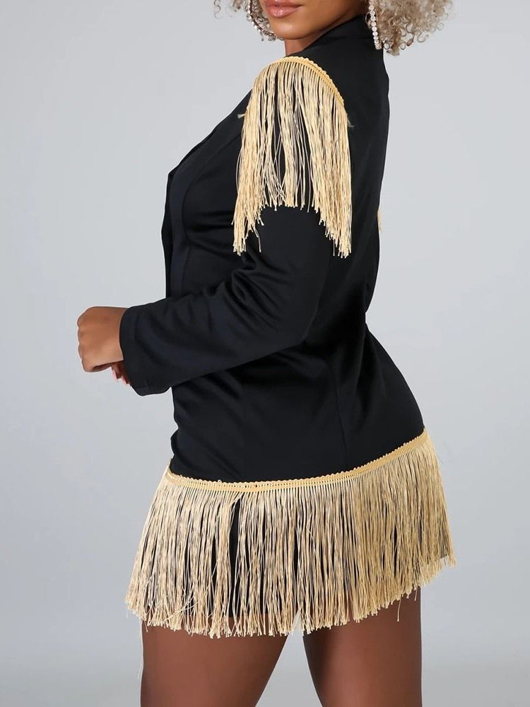 Blazer Casual Feminino Liso De Manga Comprida Com Peito Duplo