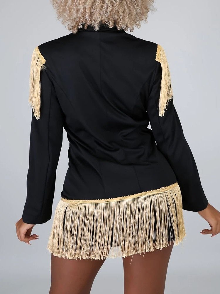 Blazer Casual Feminino Liso De Manga Comprida Com Peito Duplo