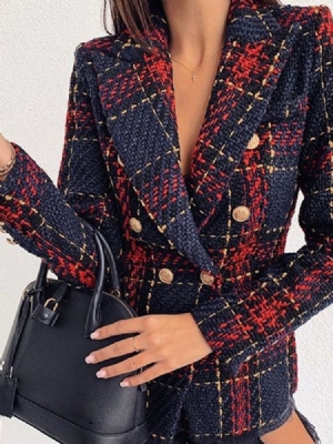 Blazer Casual Feminino De Manga Comprida De Peito Duplo Regular