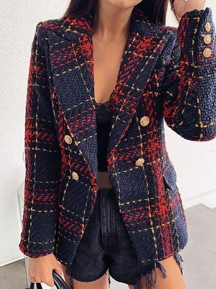 Blazer Casual Feminino De Manga Comprida De Peito Duplo Regular
