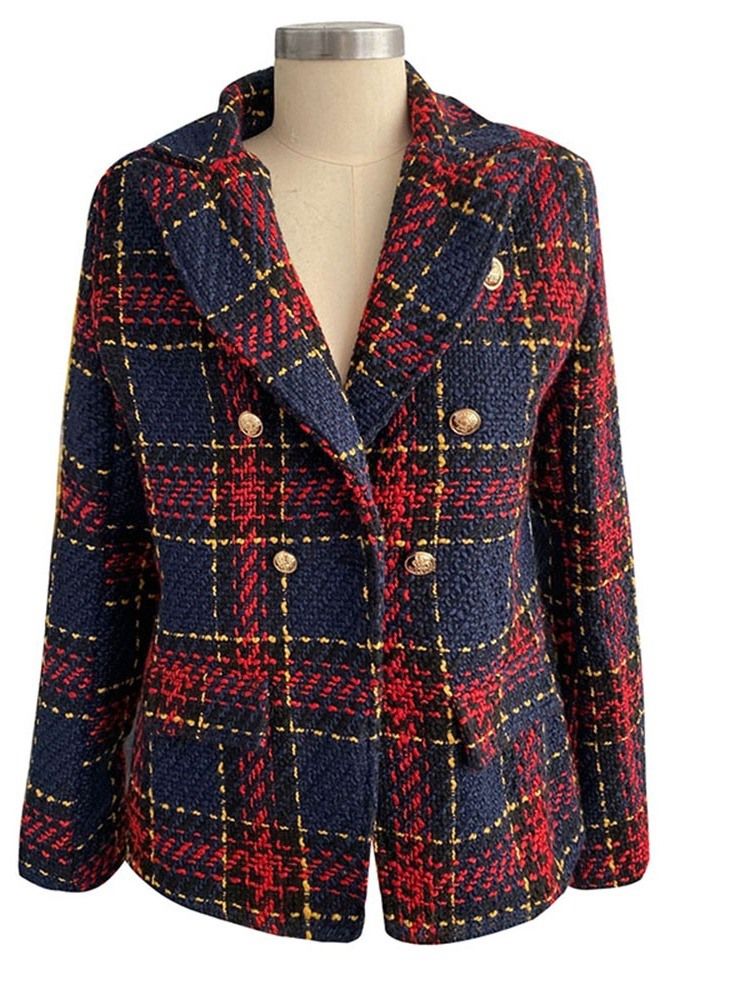Blazer Casual Feminino De Manga Comprida De Peito Duplo Regular