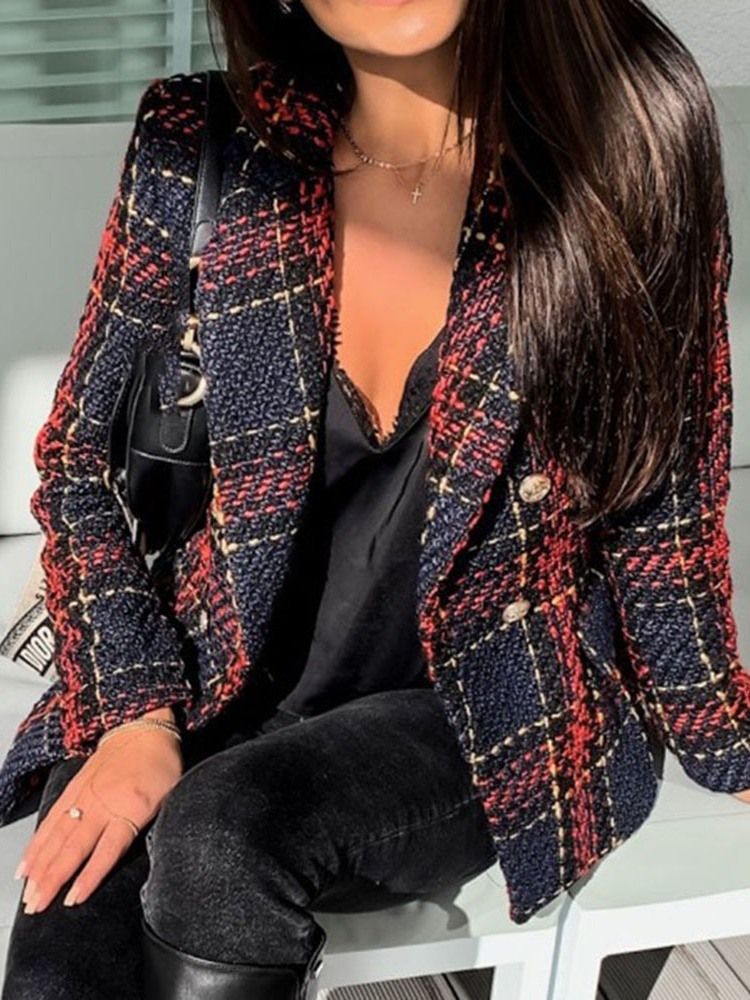 Blazer Casual Feminino De Manga Comprida De Peito Duplo Regular