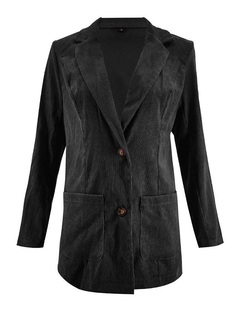 Blazer Casual Feminino De Manga Longa Lisa De Comprimento Médio