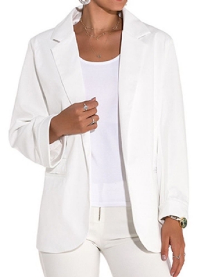 Blazer Casual Feminino De Manga Longa Lisa Primavera Comprimento Médio