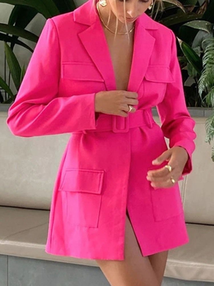 Blazer Casual Feminino De Renda Lisa Manga Comprida Outono