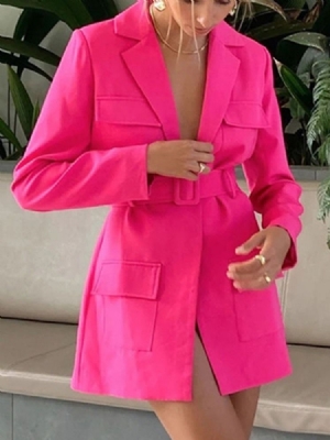Blazer Casual Feminino De Renda Lisa Manga Comprida Outono