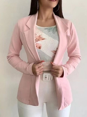 Blazer Casual Feminino Simples Com Lapela Entalhada Longa Manga Normal Padrão