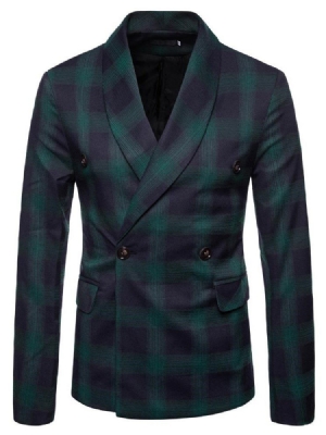Blazer Casual Masculino Com Botão De Peito Duplo Xadrez