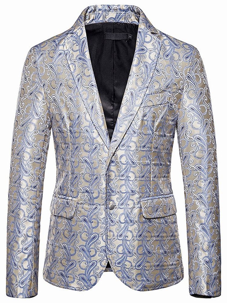 Blazer Casual Masculino Com Estampa De Peito Único
