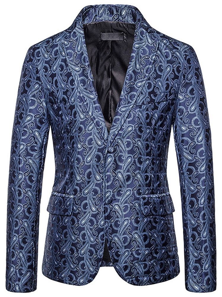 Blazer Casual Masculino Com Estampa De Peito Único