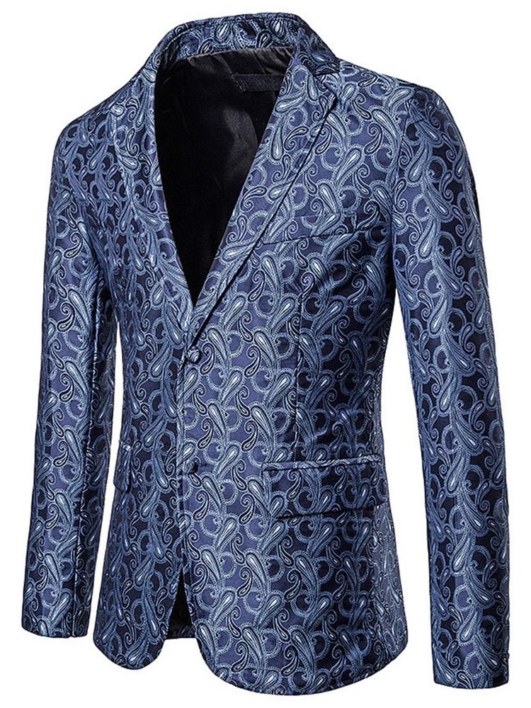 Blazer Casual Masculino Com Estampa De Peito Único