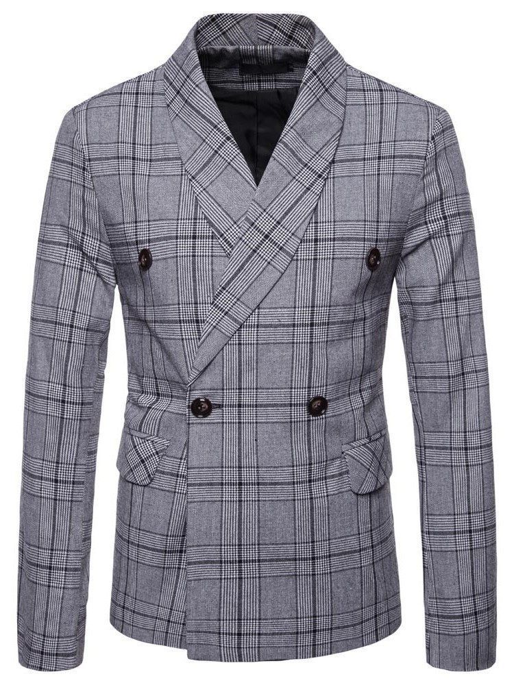 Blazer Casual Masculino De Peito Duplo Xadrez