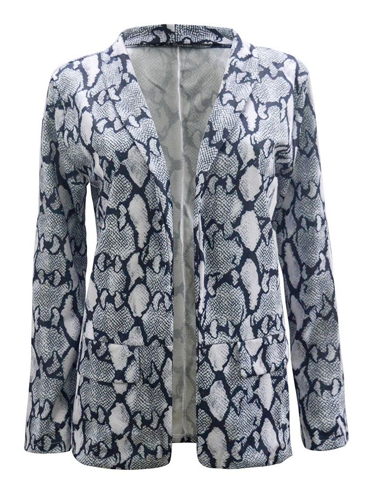 Blazer Feminino Casual De Manga Comprida Enrolada Leopardo De Comprimento Médio