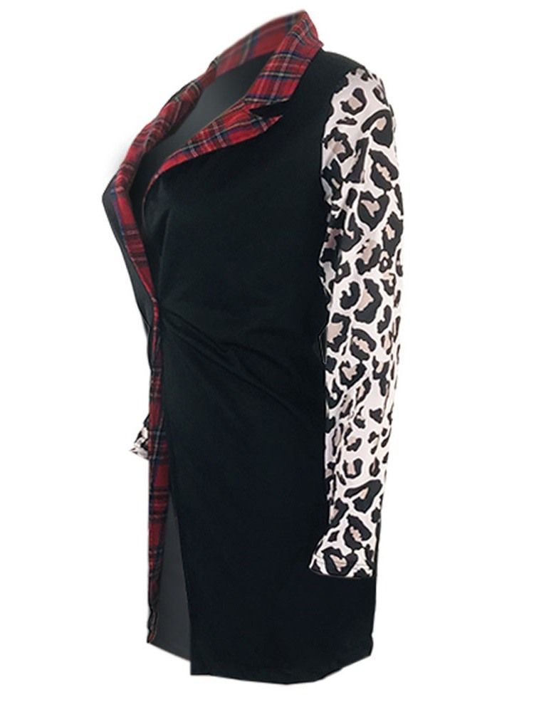 Blazer Feminino De Cor Bloco De Um Botão Manga Comprida De Comprimento Médio Regular Casual Blazer