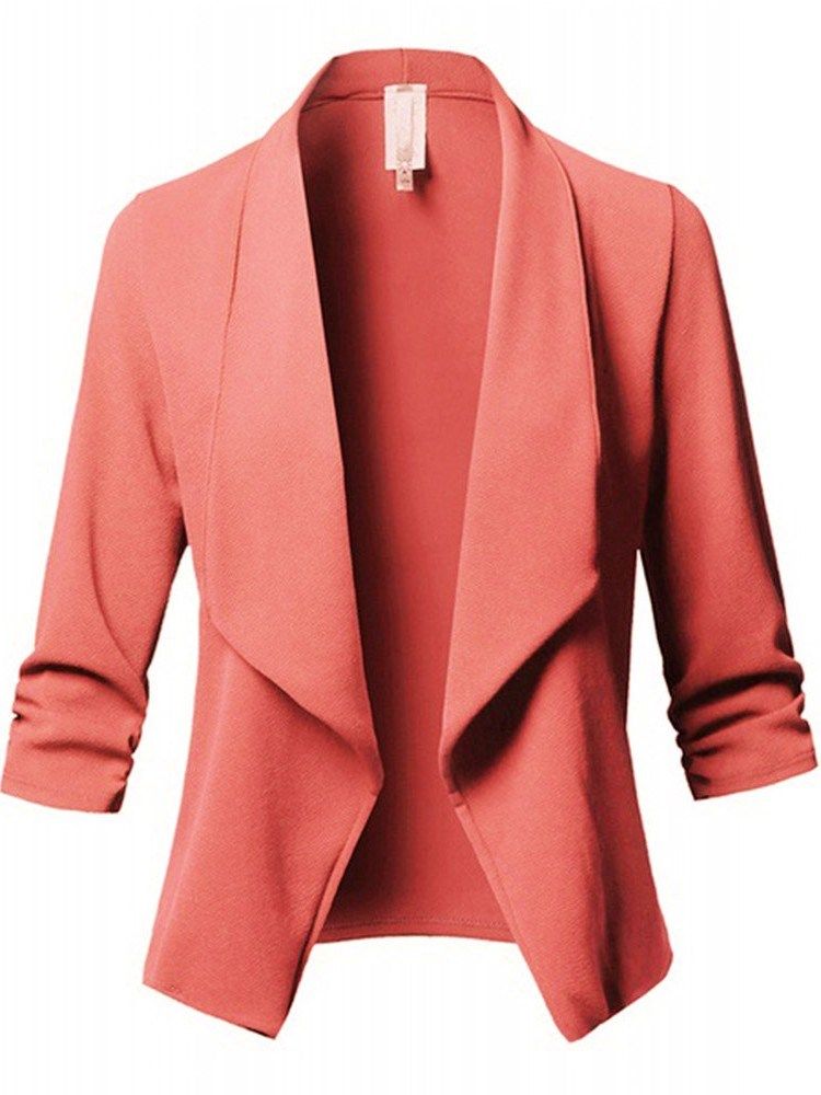 Blazer Feminino Liso De Manga Comprida Padrão Regular Casual