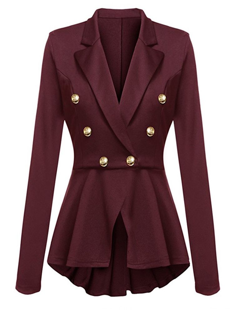 Blazer Feminino Liso De Peito Duplo De Manga Longa