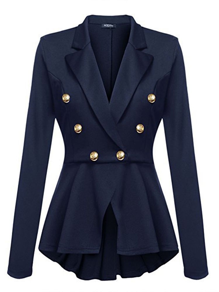 Blazer Feminino Liso De Peito Duplo De Manga Longa