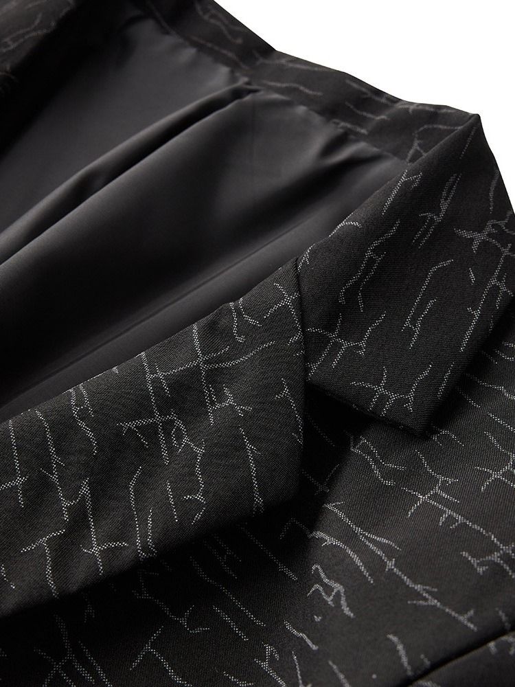 Blazer De Lazer Casual Masculino Com Estampa De Lapela Entalhada