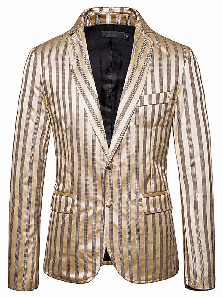 Blazer De Lazer Masculino Com Botão De Listra De Peito Único