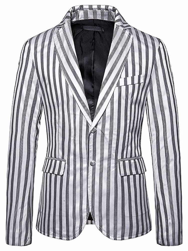 Blazer De Lazer Masculino Com Botão De Listra De Peito Único