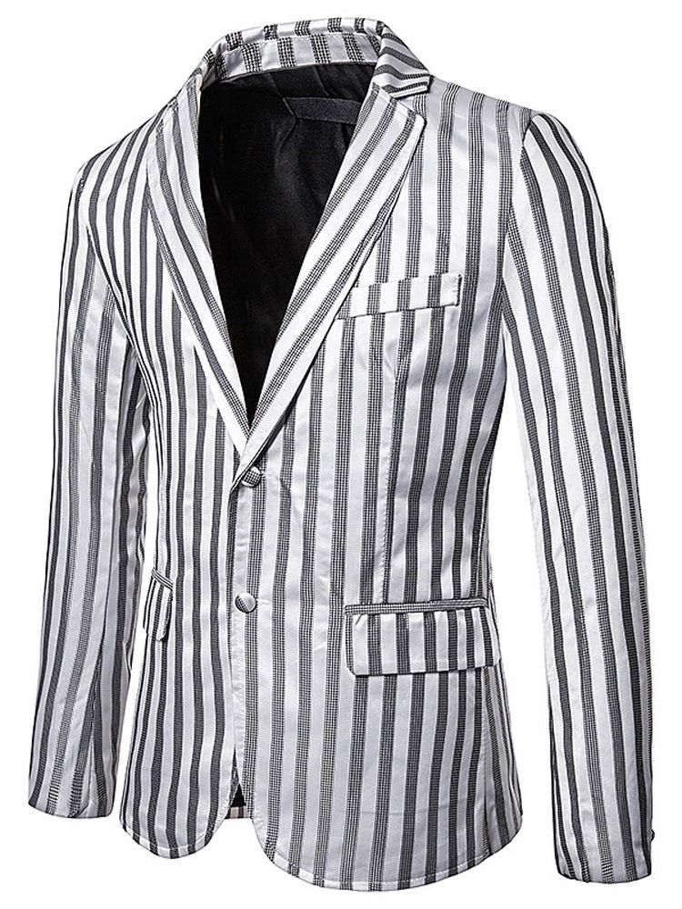 Blazer De Lazer Masculino Com Botão De Listra De Peito Único