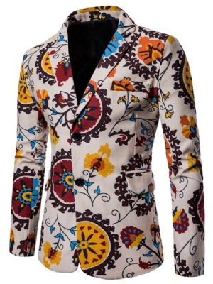 Blazer De Lazer Masculino Com Lapela Entalhada Casual De Peito Único