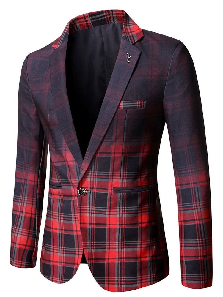 Blazer De Lazer Masculino Com Lapela Entalhada E Gradiente Casual